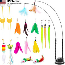 Depets Cat Wand Toy, 15 Pcs Interactive Feather Toys for 15 packs, Mix