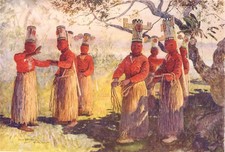 BRAZIL. Masked dancers of Opaina, river Apaporis, Brazil;  1900 old print