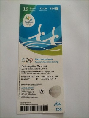 Used Ticket Olympic 19.08. 2016 Rio Olympia E66 Synchronised Swimming 1