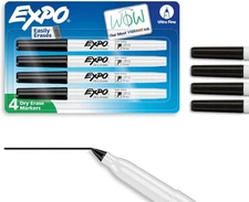 Expo Low-Odor Dry Erase Markers, Ultra-Fine Tip, 4 Count (Pack of 1), Black 