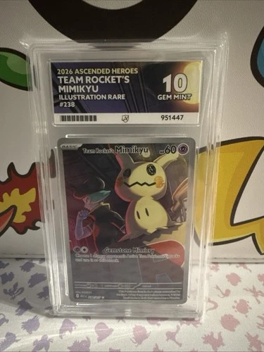Pokémon TCG Team Rockets Mimikyu 238/217 Ascended Heros ACE GEM 10 PERFECT SUBS