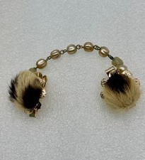 1950s Glamourous Mink - Pearls Dress Clip-Sweater Guard-Estate Sale Find