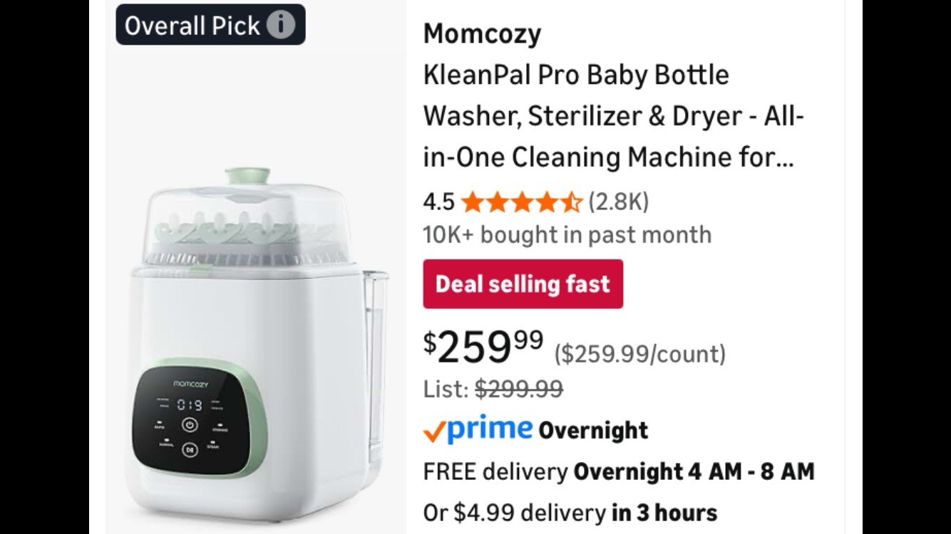 MOMCOZY KleanPal Pro Auto Bottle Washer/Sterilizer/Dryer NEW!