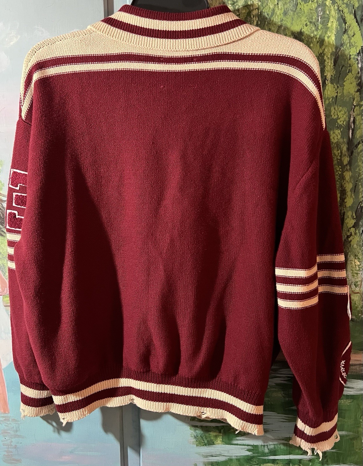 Found Fin Varsity Patch Collared Cardigan Sweater… - image 5