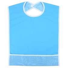 (Sky Blue)Waterproof Adult Elder Mealtime Bib Clothes Clothing Protector Di SG