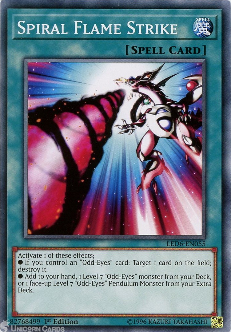 LED6-EN055 Spiral Flame Strike Common 1st Edition Mint YuGiOh Card