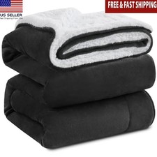 Sherpa Fleece King Size Blanket Extra Warm Thick Hypoallergenic Gift Dark Grey