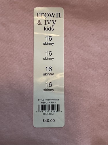 NWT Crown & Ivy Girls Pink Ruffle Skinny Adj Waist Pants Sz 16 Retail Price $40 - Picture 12 of 14