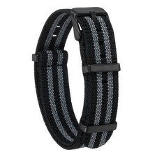 Elastic Nylon Watch Band 18mm Waterproof One Piece Watch Strap, Black/Grey