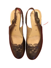 Gabor Gold Leather Slingback Shoes Size 4