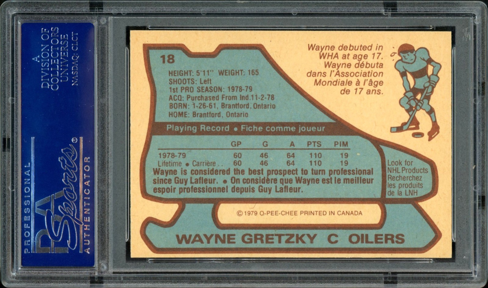 1979-80 O-PEE-CHEE #18 WAYNE GRETZKY OILERS HoF ROOKIE RC NM-MT PSA 8 CLEAN! view 2