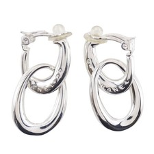 Chanel Double Hoop 925 Earrings Women Silver One Size