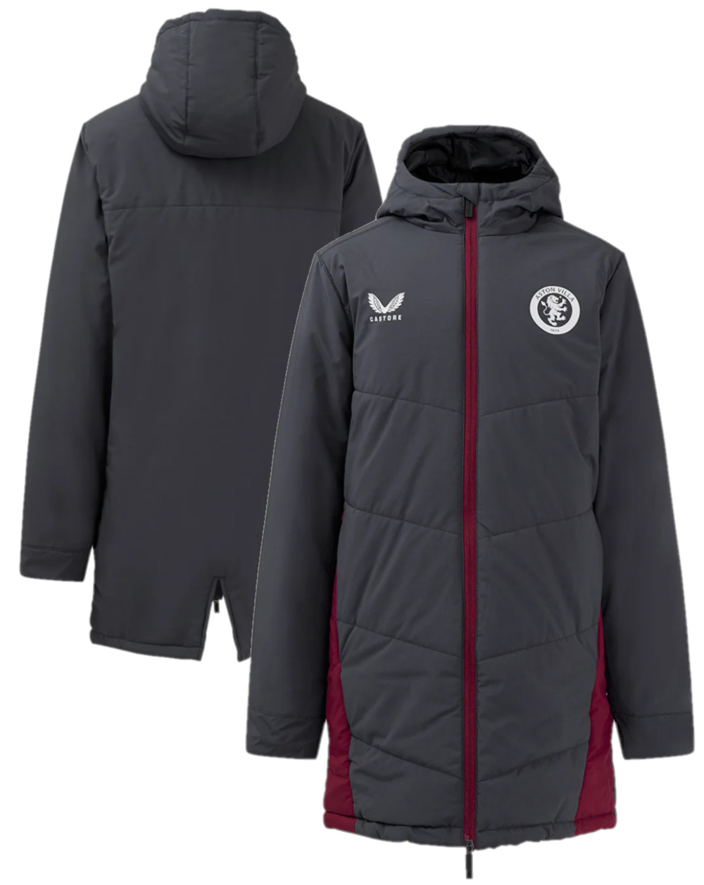 Aston Villa Football Jacket (Size 12) Women's Castore Coaches Long Jacket - New