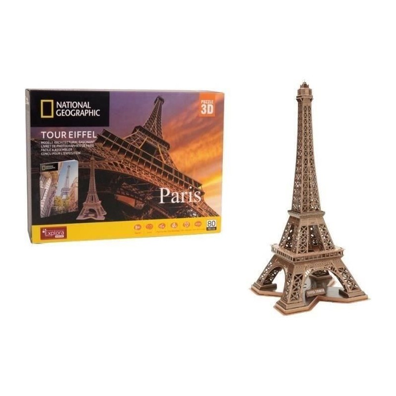 Puzzle 3D Tour Eiffel EXPLORA de 80 pièces : développez la patience des enfants dès 8 ans