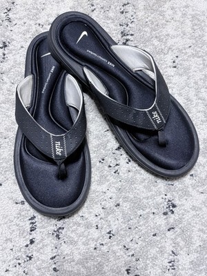 Nike Comfort Footbed Flip Flop Thong Black Sz 10 Padded Foam Toe Post Flats