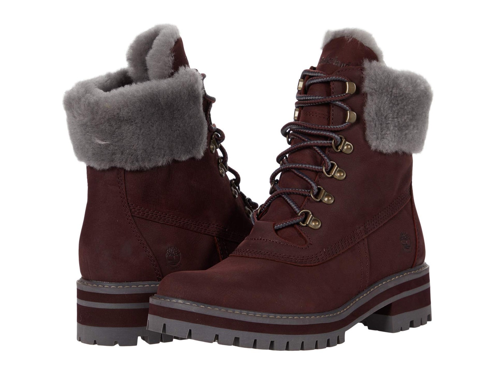 "Timberland Women 6\" Courmayeur Valley Shearling WP Boot Burgundy Size 6 B (M)"