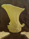 Vintage McCoy Cornucopia Magnolia Vase Pottery Antique Yellow Colored *READ*
