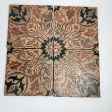 Pratt & Larson Tile Company 4 Piece Tiles Set Arts Crafts Floral Encaustic