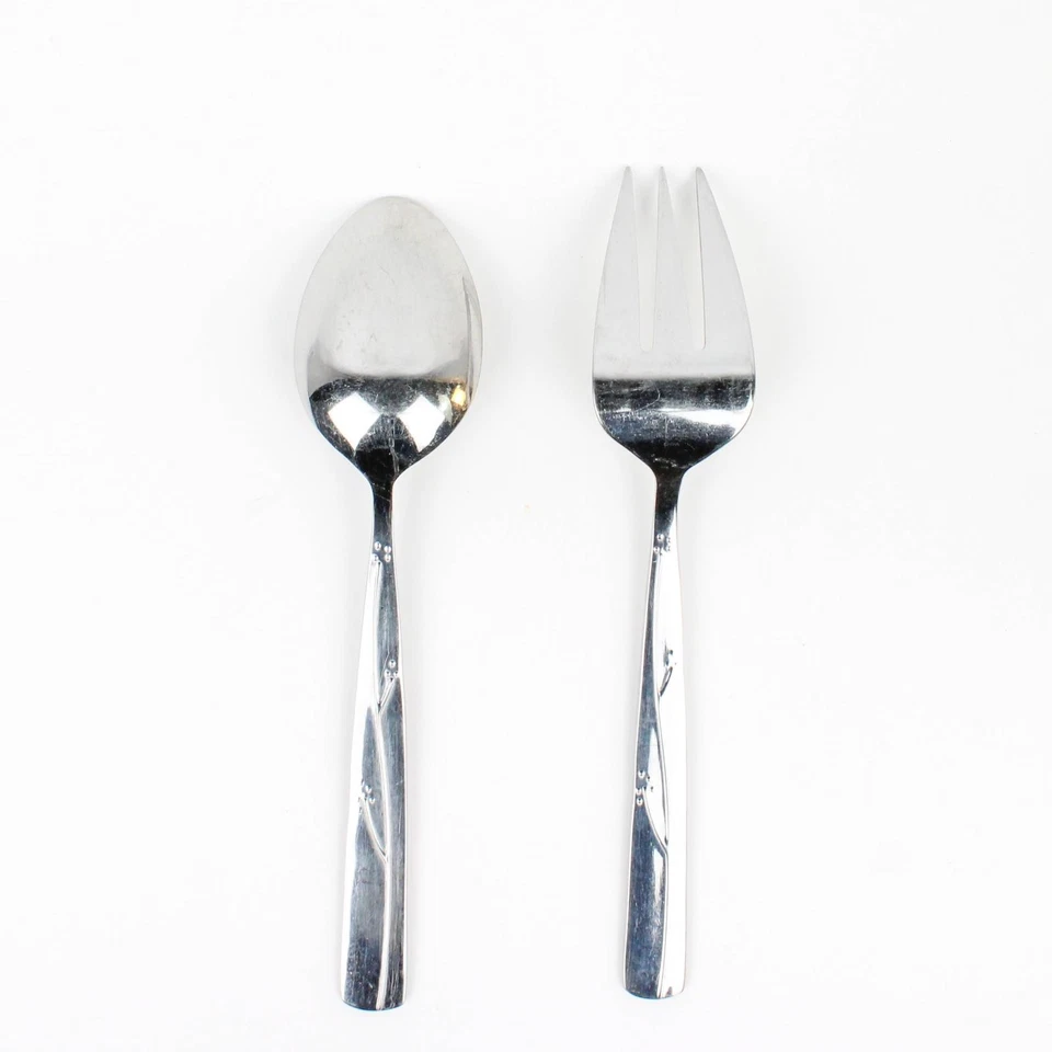 Set of 2 Reed & Barton Fiori Serving Utensils Serving Fork & Spoon 18/10 SS - Image 2 of 4