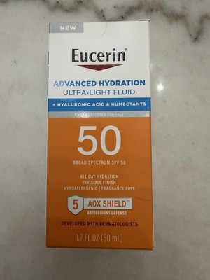 Eucerin Sunscreen Advanced Hydration  1.7 Oz Face  SPF 50 8/2026 Fragrance Free