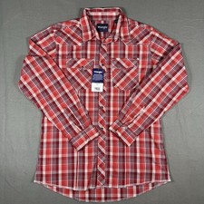 Wrangler NWT Boys XXL Red Plaid Western Snap Shirt Long Sleeve Rodeo Cowboy