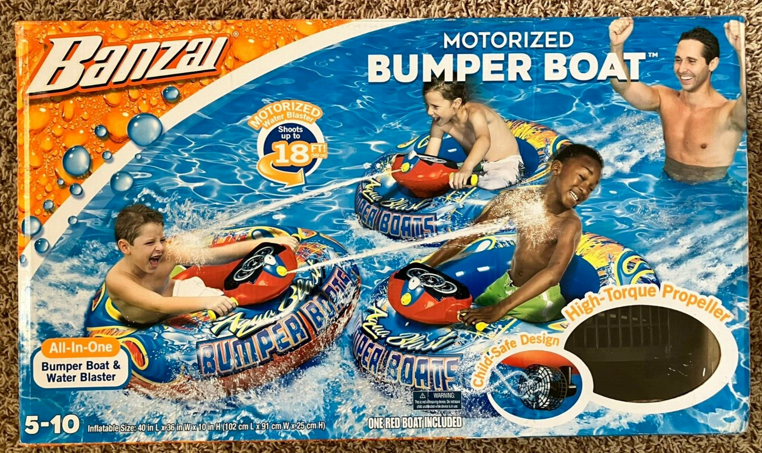 Banzai Aqua Blast Motorized Bumper Boat – Inflatable Float Water Pool – Go  Auto Van