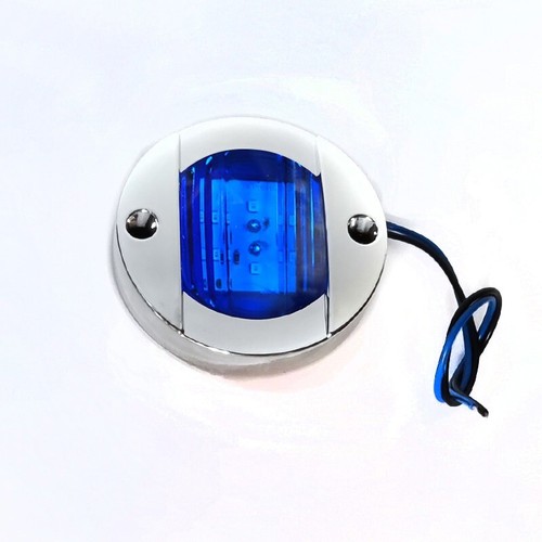 2X Round Marine Boat LED Courtesy Lights Cabin Deck Stern Navigation Light Blue - Picture 7 of 17
