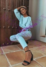 Zara Blue Co Ord Neoprene Joggers Sweatshirt M Lounge Wear New Tracksuit Set