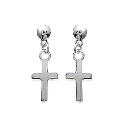 2 Paires Boucles d'oreilles en Argent 925 Boucles d'oreilles Croix