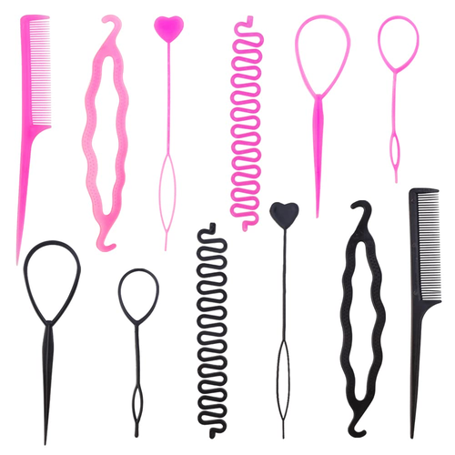 2 Sets Topsy Tail Hair Accessories - DIY Braiding Tool Kit for Girls and Women,