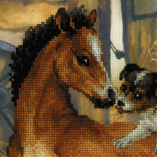 Riolis Foal and Puppy Pre-Printed Background Cross Stitch Kit 0052 PT NIP - Picture 3 of 7