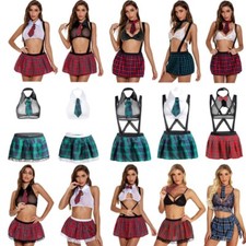 Sexy Mujeres Colegiala Lencería San Valentín Juego de Rol Lencería Conjunto Disfraces de Estudiante