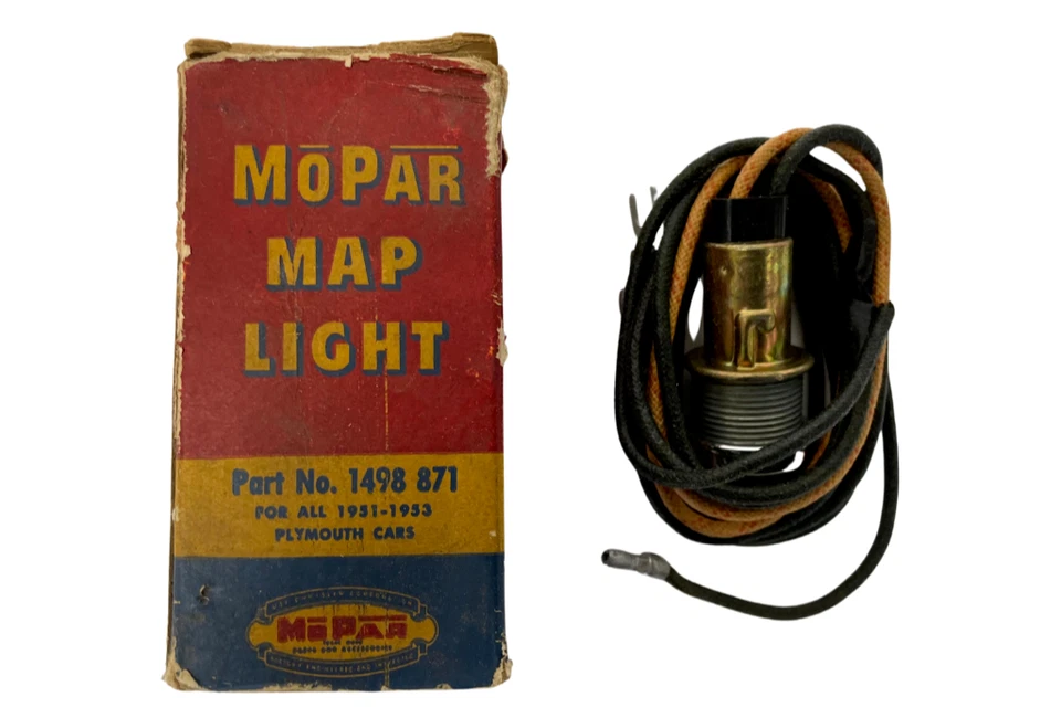 Soporte de luz de cortesía y mapa Plymouth Cambridge 1951-1953 con cableado NOS 1498871. Foto 2 de 4