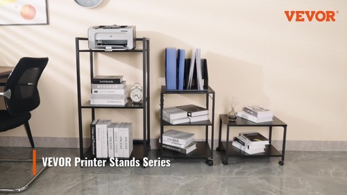 VEVOR Printer Stand 3-Tier Rolling Printer Cart with Wheels and Storage Shelves - Video 1 von 1