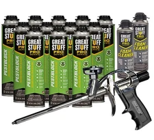 GREAT STUFF PRO Pestblock Foam Kit 12 20 oz cans w/ Foam Gun and Gun Cleaner