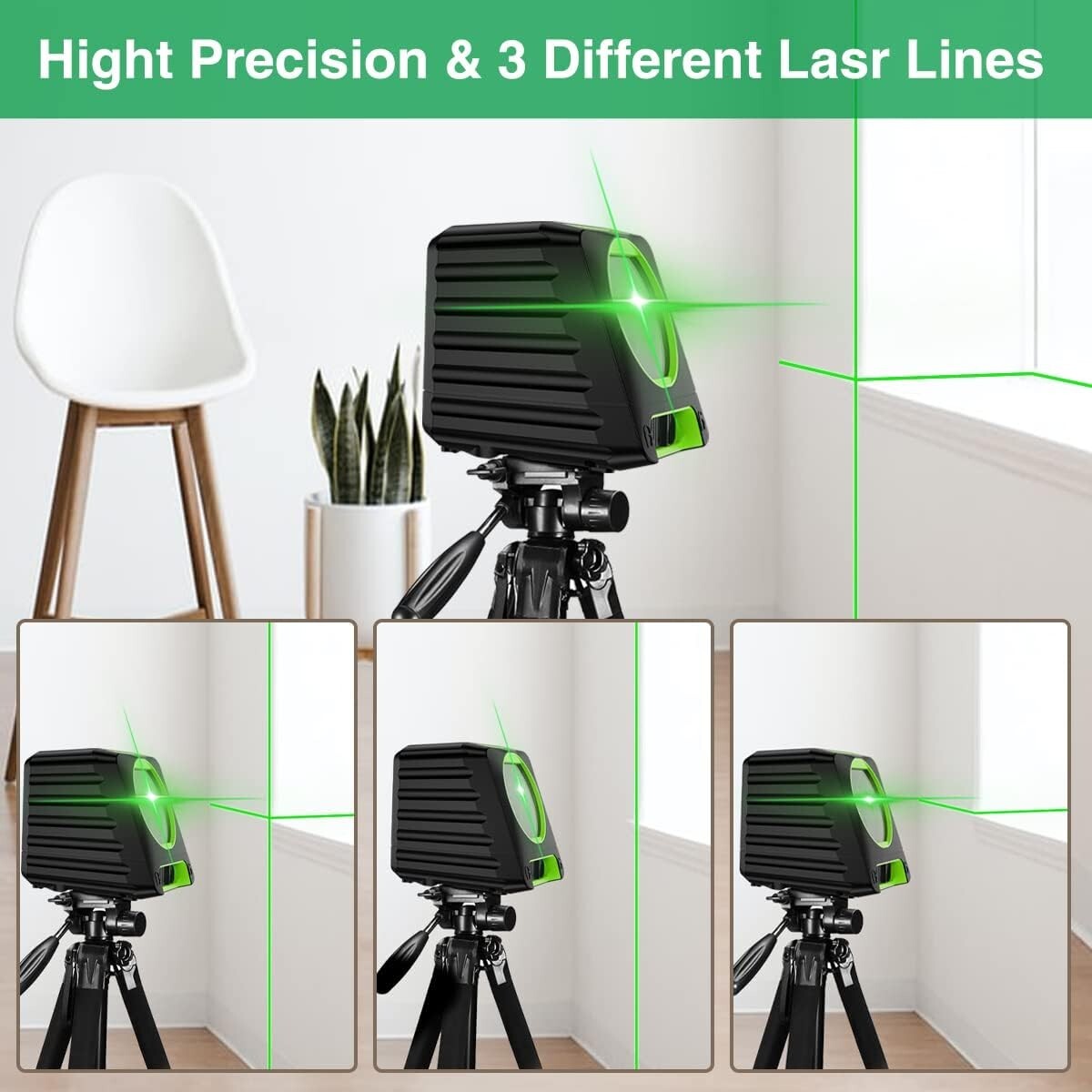 Self-leveling Laser Level - 150ft/45m Outdoor Green Cross Line with Vertical ...