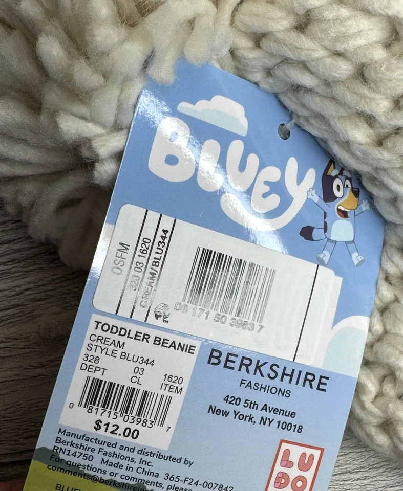 Nuevo Gorro Gorro Azul Logo Niño Pequeño OSFM Crema Pom Tejido Puños Invierno Nuevo con Etiquetas Foto 4 de 4