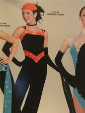 DANCE COSTUME PAGPAGEAN TAP SKATE JAZZ PAGEANT ART STONE ORANGE JUICE