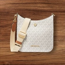MICHAEL KORS, BRILEY MESSENGER Purse, Small Logo , BROWN/VANILLA , MSRP 398