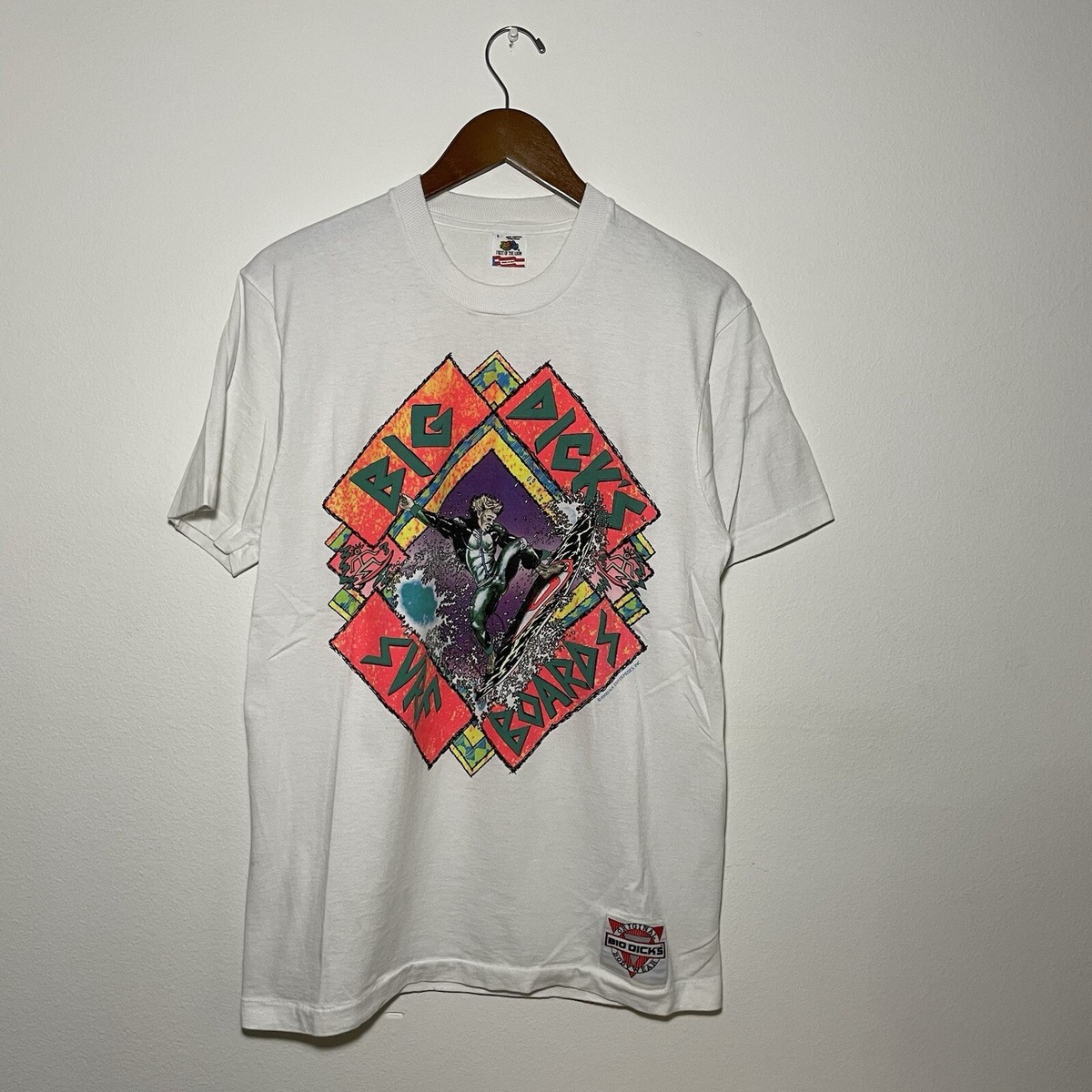 Vintage 90s Rare Raunchy Parody Surfboard Shop White T Shirt Vintage 90s Rare Raunchy Parody Surfboard Shop White T Shirt