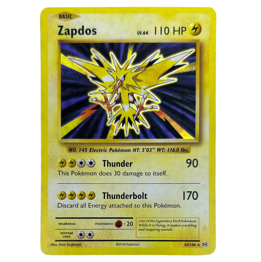 2016 Pokemon XY Evolutions 20th Anniversary Basic Zapdos Holo 42