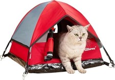 Cat House Portable Indoor/Outdoor Red Cat Tent for Cats and Small Dogs w/ mat