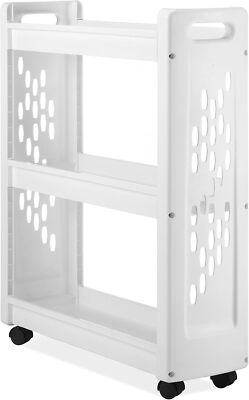 3 Tier Rolling Laundry Cart 8.50x26.0x31.0 Durable Plastic White Cart