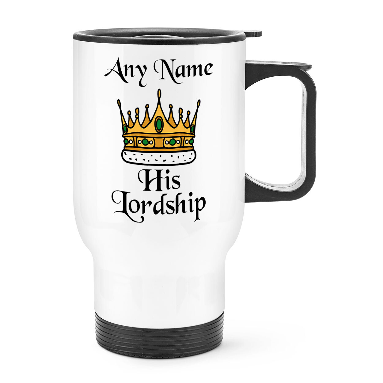 Personalised His Lordship Travel Mug Cup Handle Royal Funny Crown Coronation