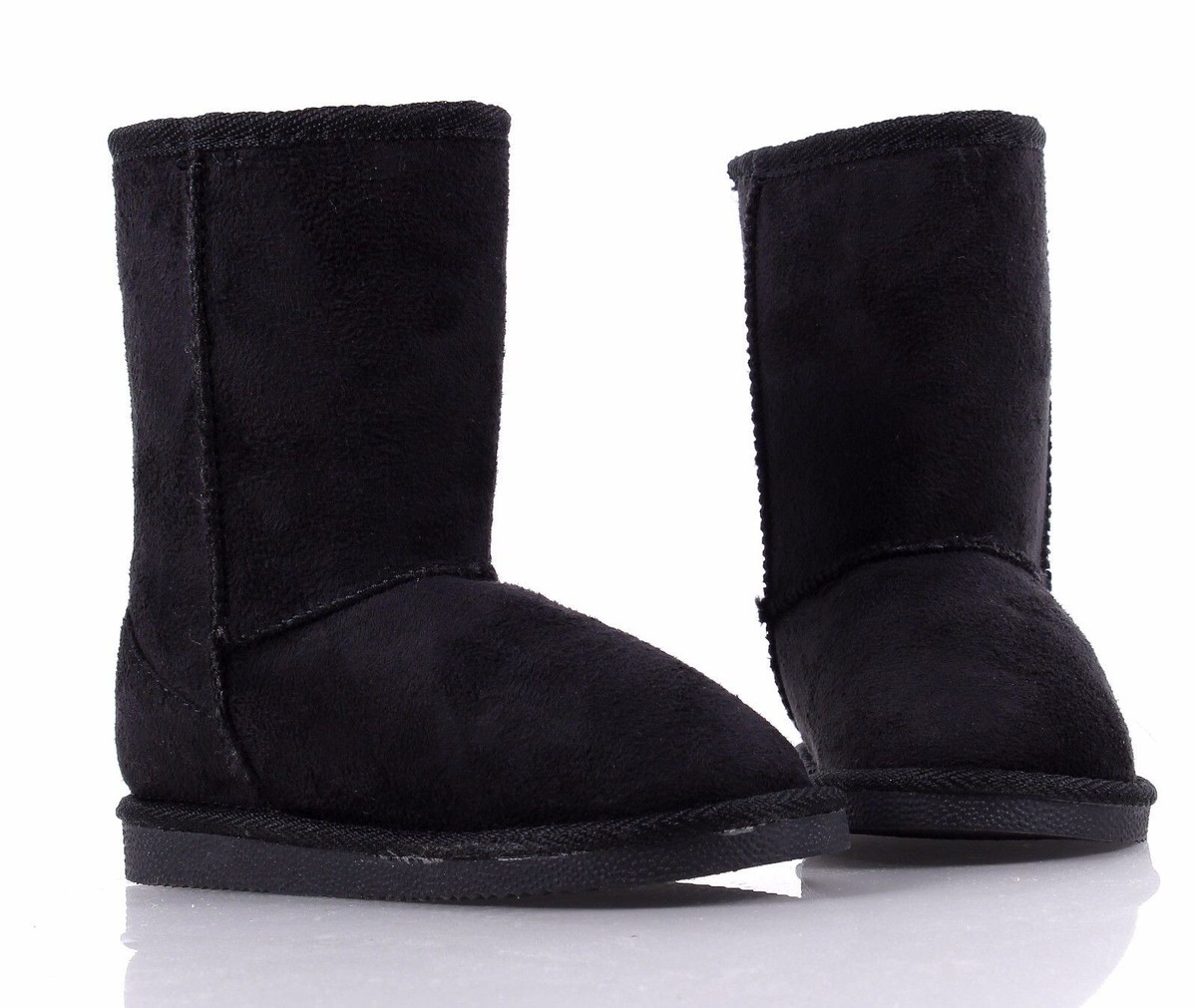 Black Slip On Only Kid Shoes Girls Boots Faux Fur Interior Winter Youth  Size 10