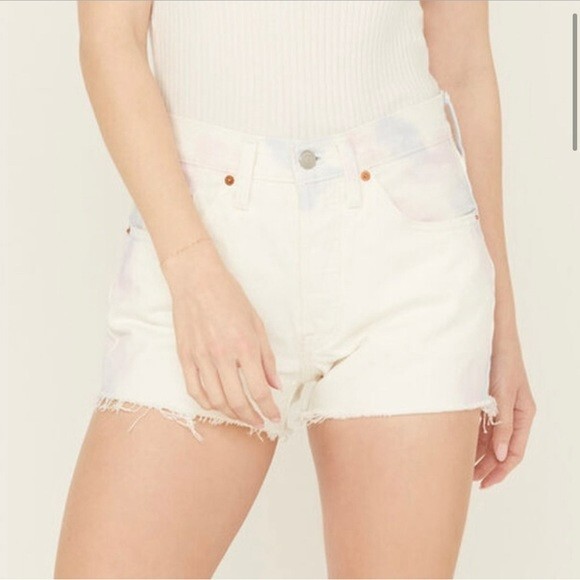 Women's Levi's 501 Original Jean Shorts White Tie Dye, Size 26