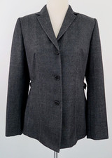 Ann Taylor Wool Blend Top Stitched Jacket Blazer Heathered Charcoal Gray Size 4