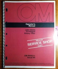 John Deere 33 Rotary Tiller S/N 300001-370000 for 120 140 300 Tractor Op Manual