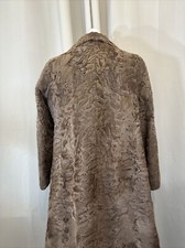 Real Fur Swedish Brown Curly Lamb Sheepskin Shearling Teddy Vintage Coat Fr267