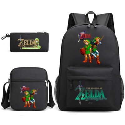 3pcs Set Legend of Zelda Backpack Schoolbag Shoulder Bag Pen Pencil Bags  2024